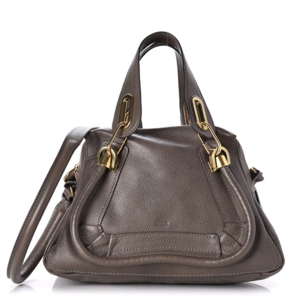 Chloe Crossbody Bag in Taupe with Gold Accents
